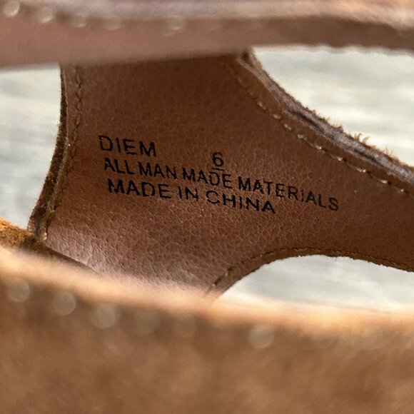 Charlotte Russe Diem Gladiator Caged Heels Sandals Size 6 Camel Faux Suede Strap - Picture 3 of 8